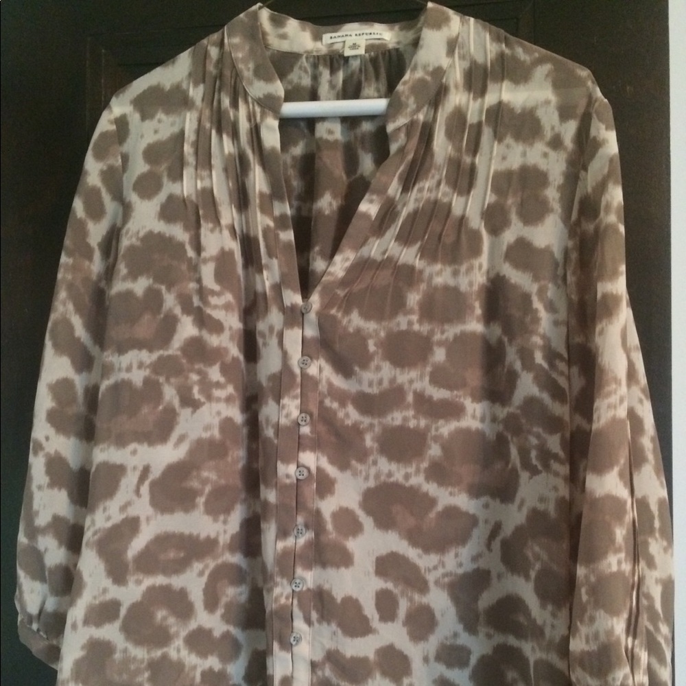 Banana Republic sheer animal print shirt.